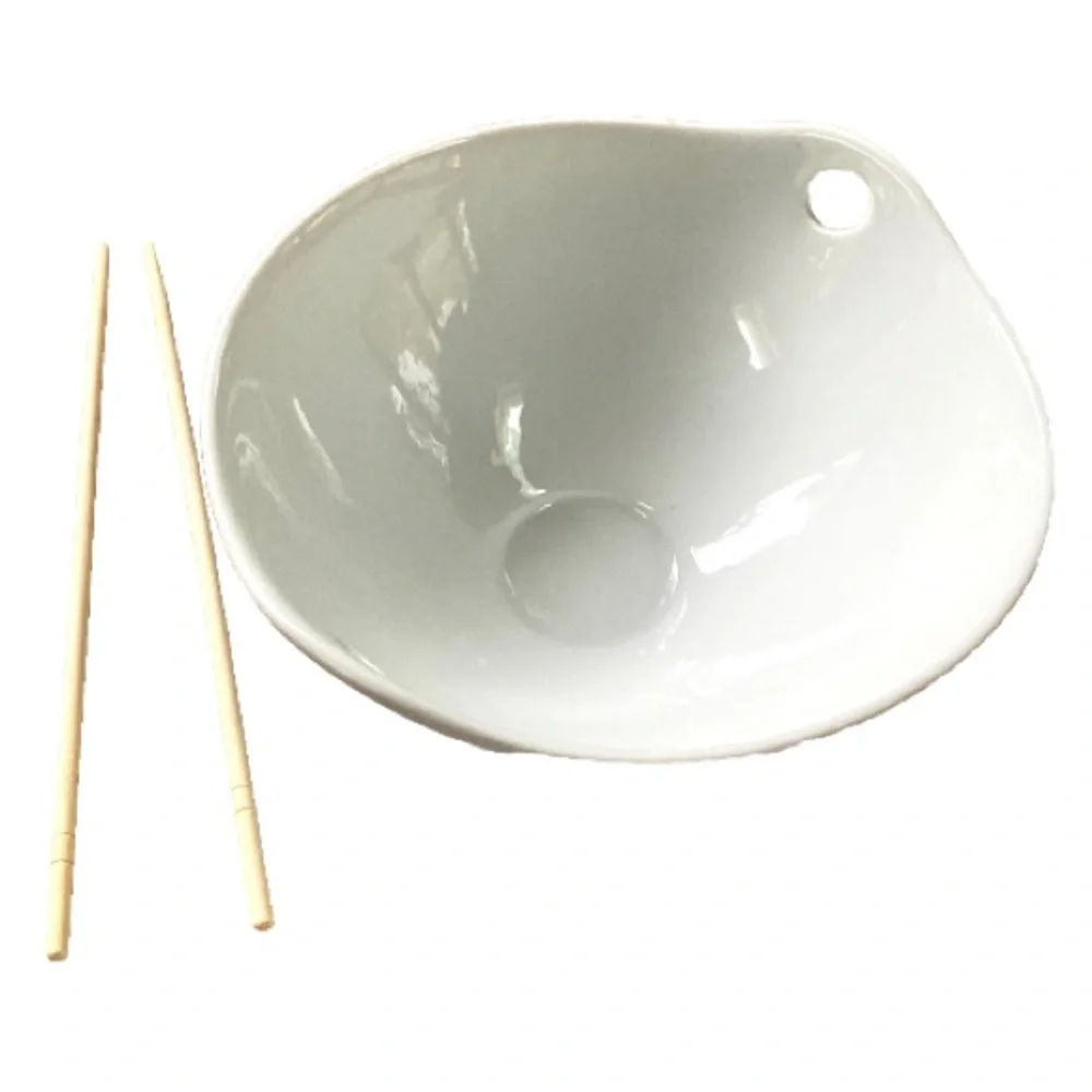 PIER 1 Kai Noodle Ramen Rice Bowl with Chopsticks Creamy White 7.25 x 3.24 in